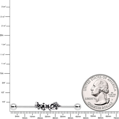 14G Clear Gem Butterfly Array Flower Industrial Barbell 38mm