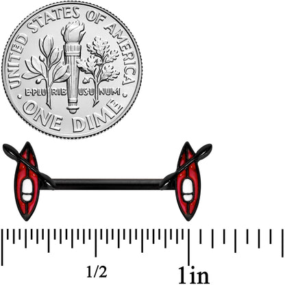 14G 9/16 Black Red Summer Kayak Boat Barbell Nipple Ring Set