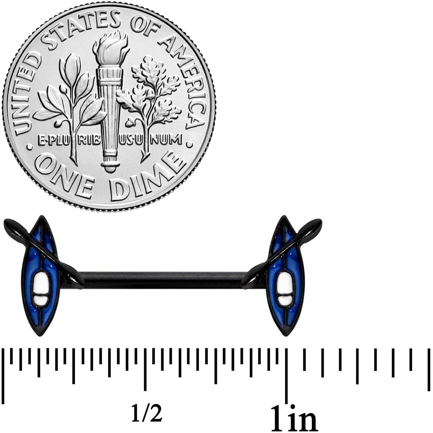 14G 9/16 Black Blue Summer Kayak Boat Barbell Nipple Ring Set