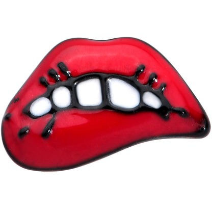 20G 7mm Black Red Sneering Bite Lips L Shaped Nose Ring