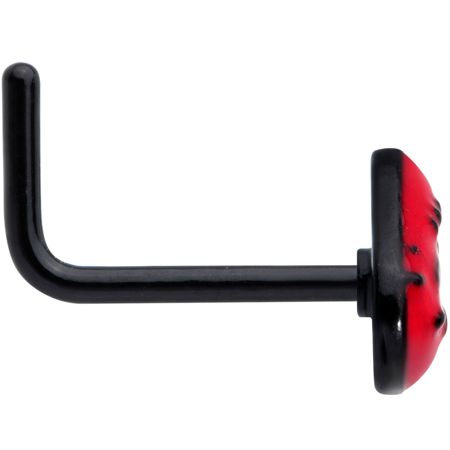 20G 7mm Black Red Sneering Bite Lips L Shaped Nose Ring