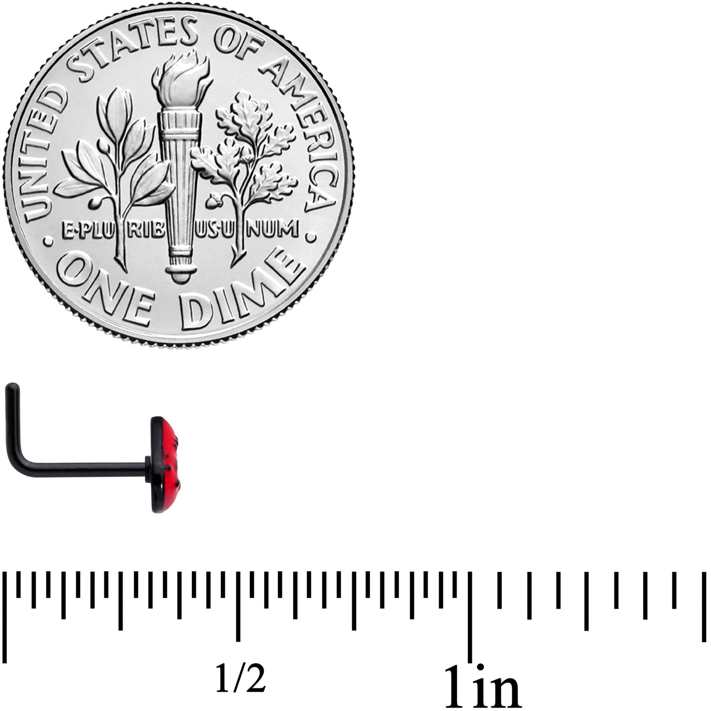 20G 7mm Black Red Sneering Bite Lips L Shaped Nose Ring