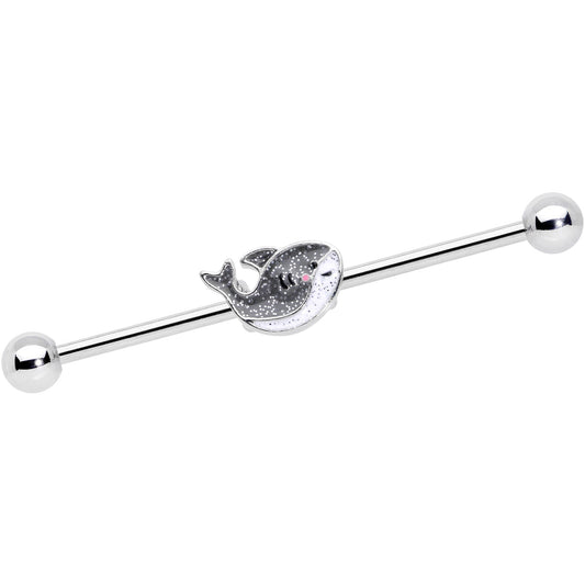 14G Sweet Smiling Whale Industrial Barbell 38mm