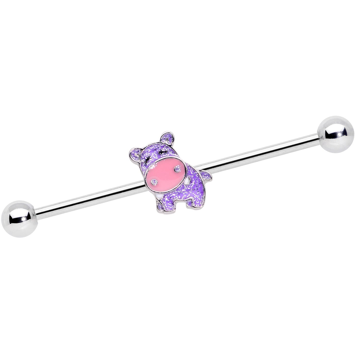 14G Happy Purple Hippo Industrial Barbell 38mm