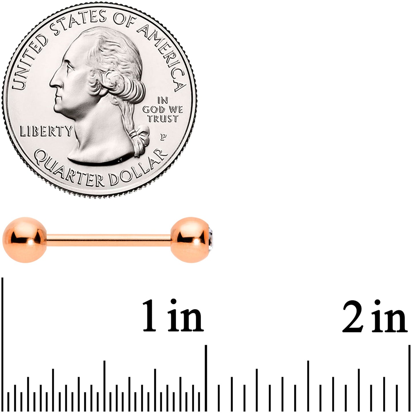 Clear Gem Rose Gold Tone Heart Pink Grey Barbell Tongue Ring Set of 4