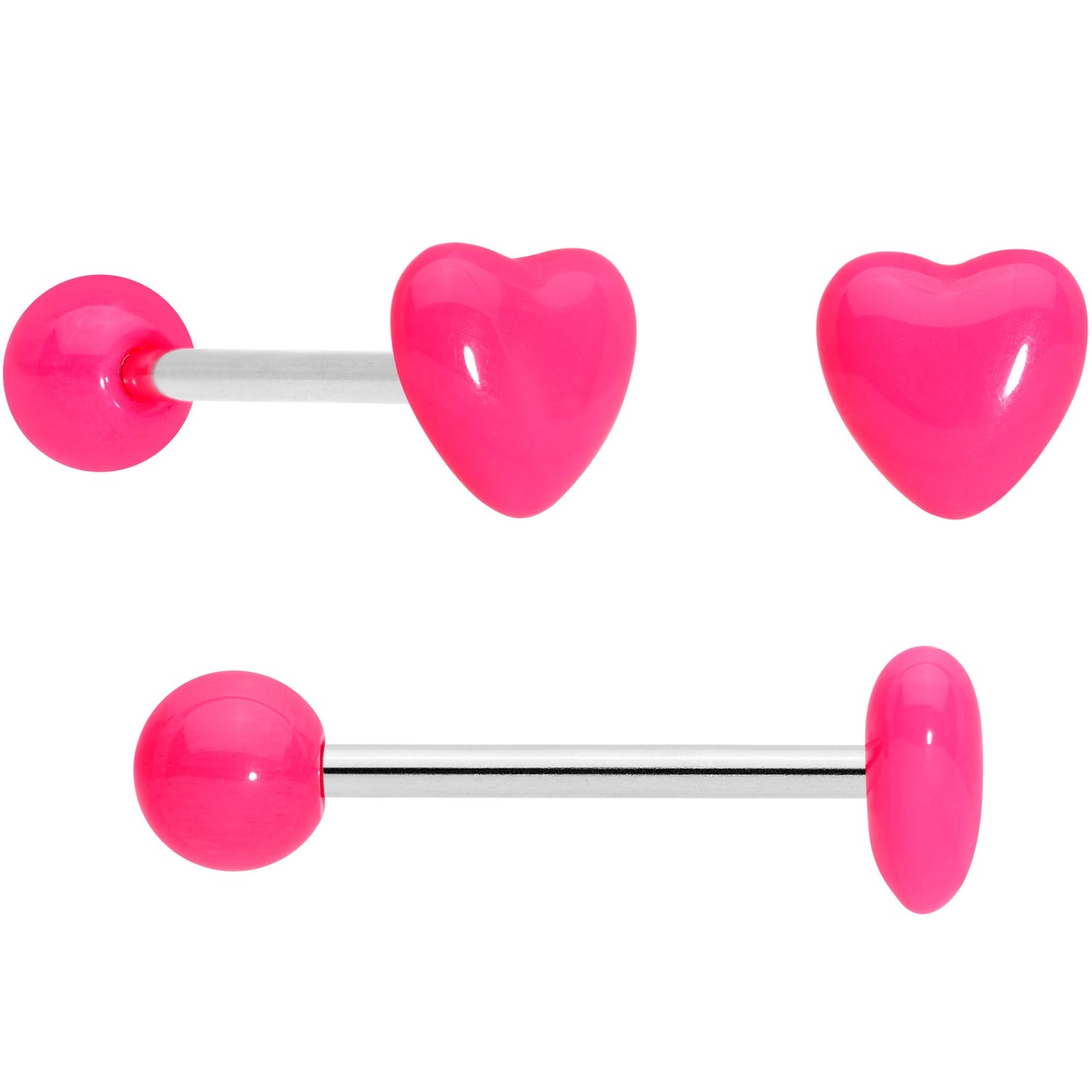 Clear Gem Rainbow Pink Heart Purple Barbell Tongue Ring Set of 4
