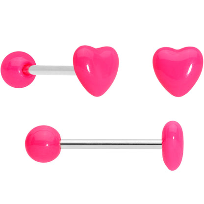 Clear Gem Rainbow Pink Heart Purple Barbell Tongue Ring Set of 4