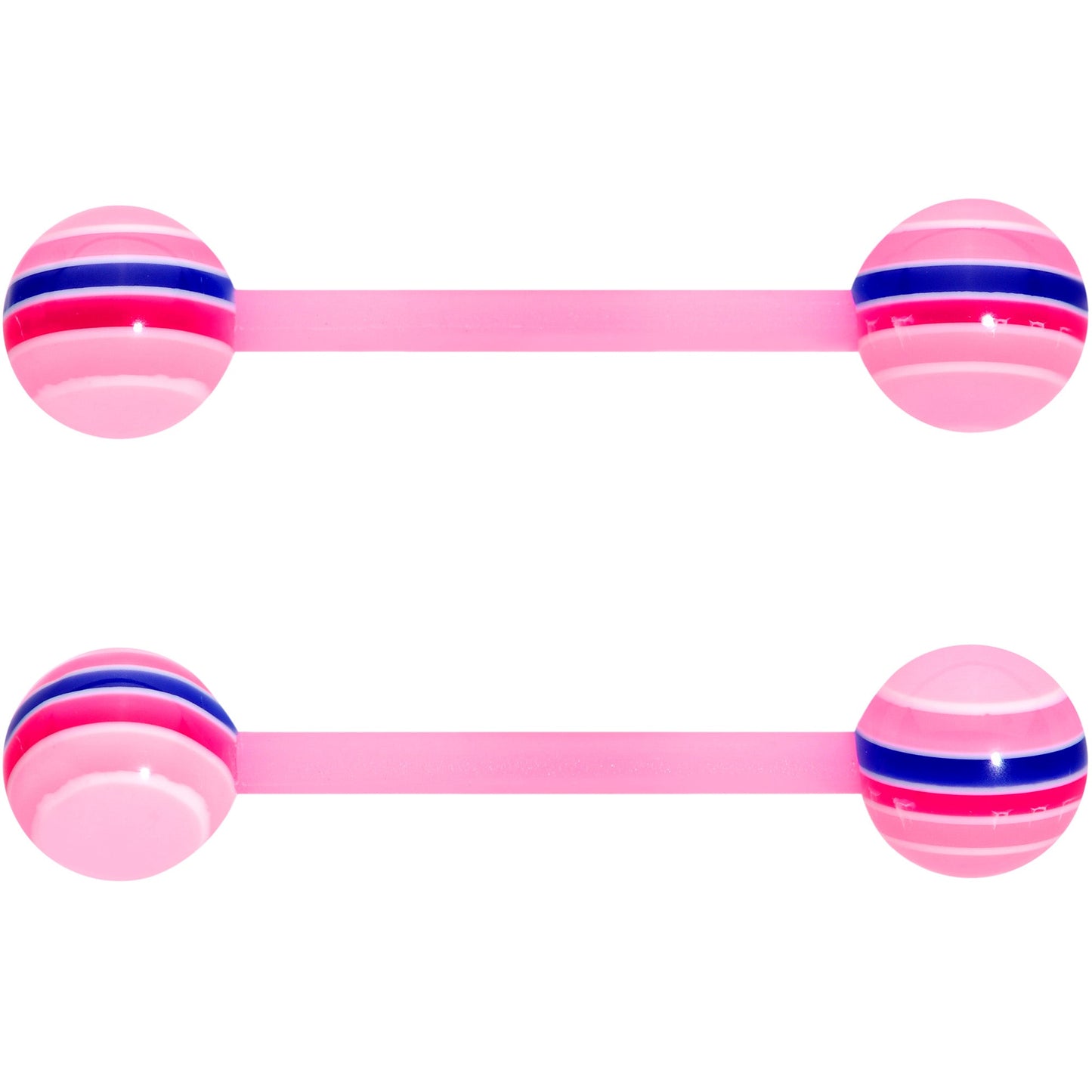 Clear Gem Rainbow Pink Heart Purple Barbell Tongue Ring Set of 4