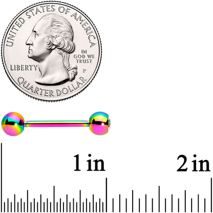 Clear Gem Rainbow Pink Heart Purple Barbell Tongue Ring Set of 4