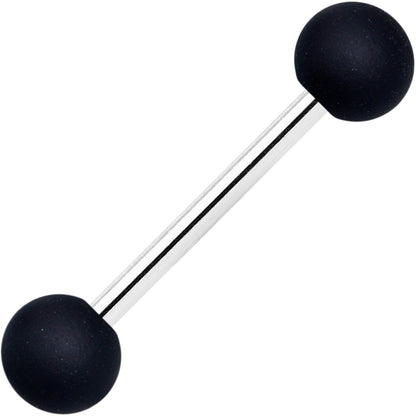 Clear Gem Black Purple Heart Matte Stripe Barbell Tongue Ring Set of 4