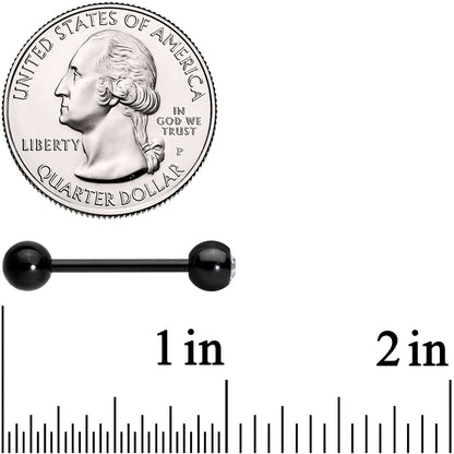 Clear Gem Black Red Glitter Heart Stripes Barbell Tongue Ring Set of 4