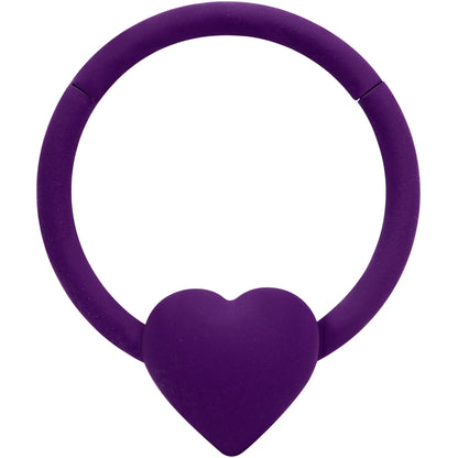 18G 3/8 Purple Matte Little Heart Hinged Segment Ring