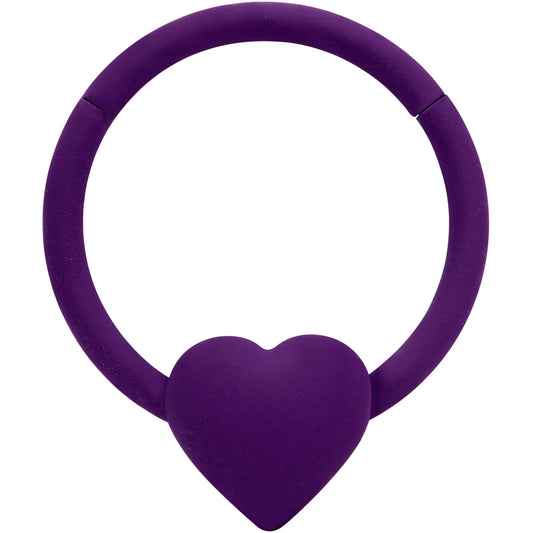 18G 3/8 Purple Matte Little Heart Hinged Segment Ring