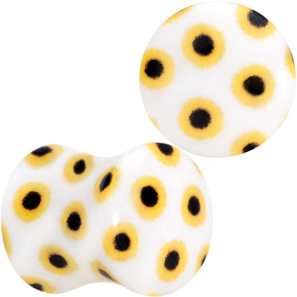 White Acrylic Scores of Sunflowers Double Flare Plug Set