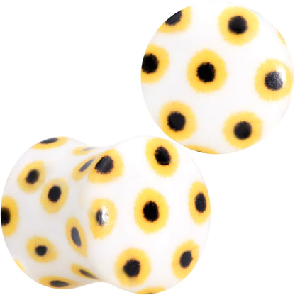 White Acrylic Scores of Sunflowers Double Flare Plug Set