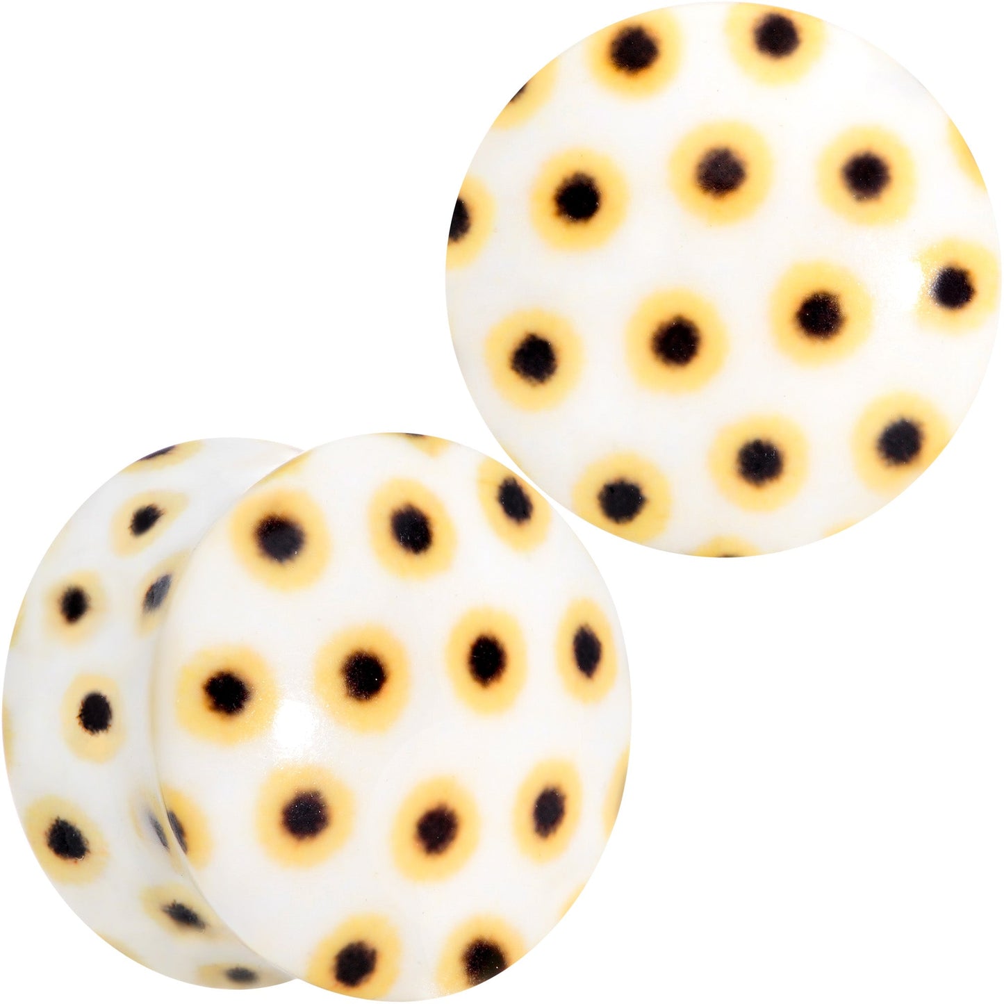 White Acrylic Scores of Sunflowers Double Flare Plug Set