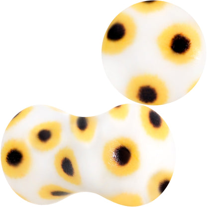 White Acrylic Scores of Sunflowers Double Flare Plug Set