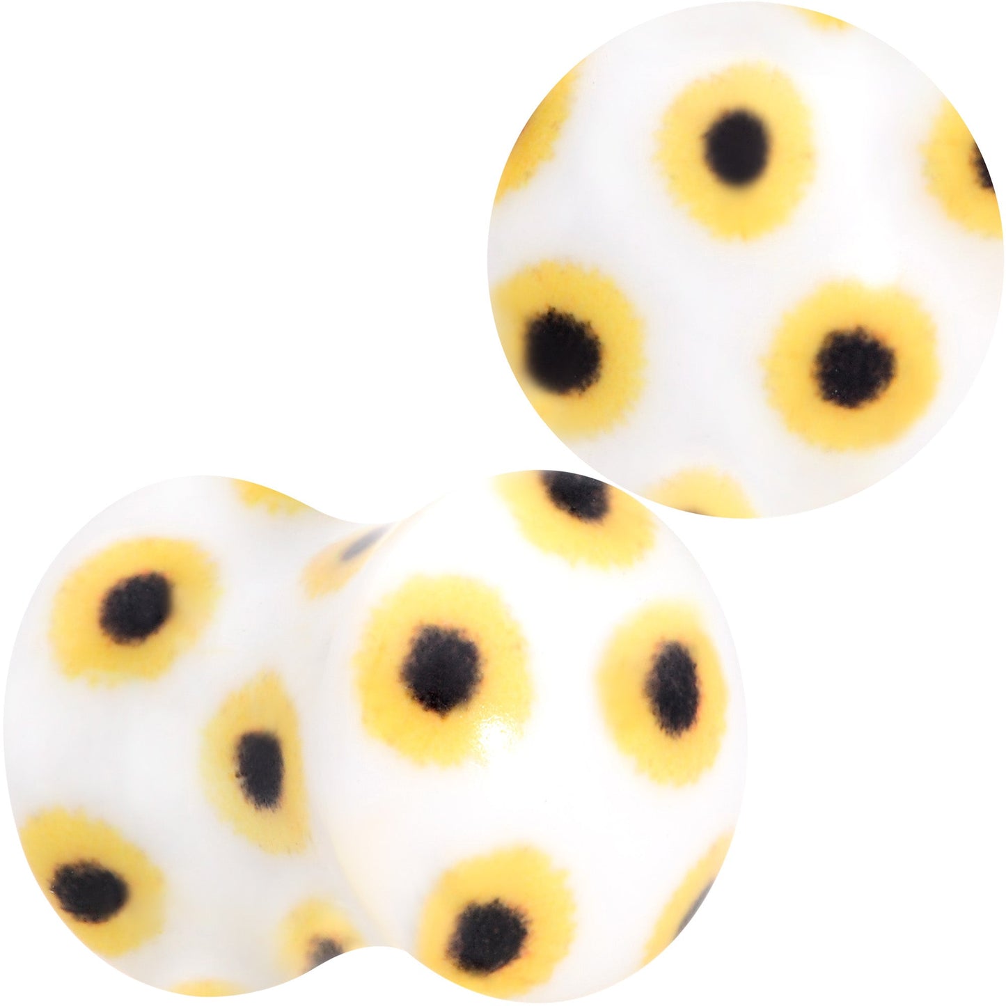 White Acrylic Scores of Sunflowers Double Flare Plug Set