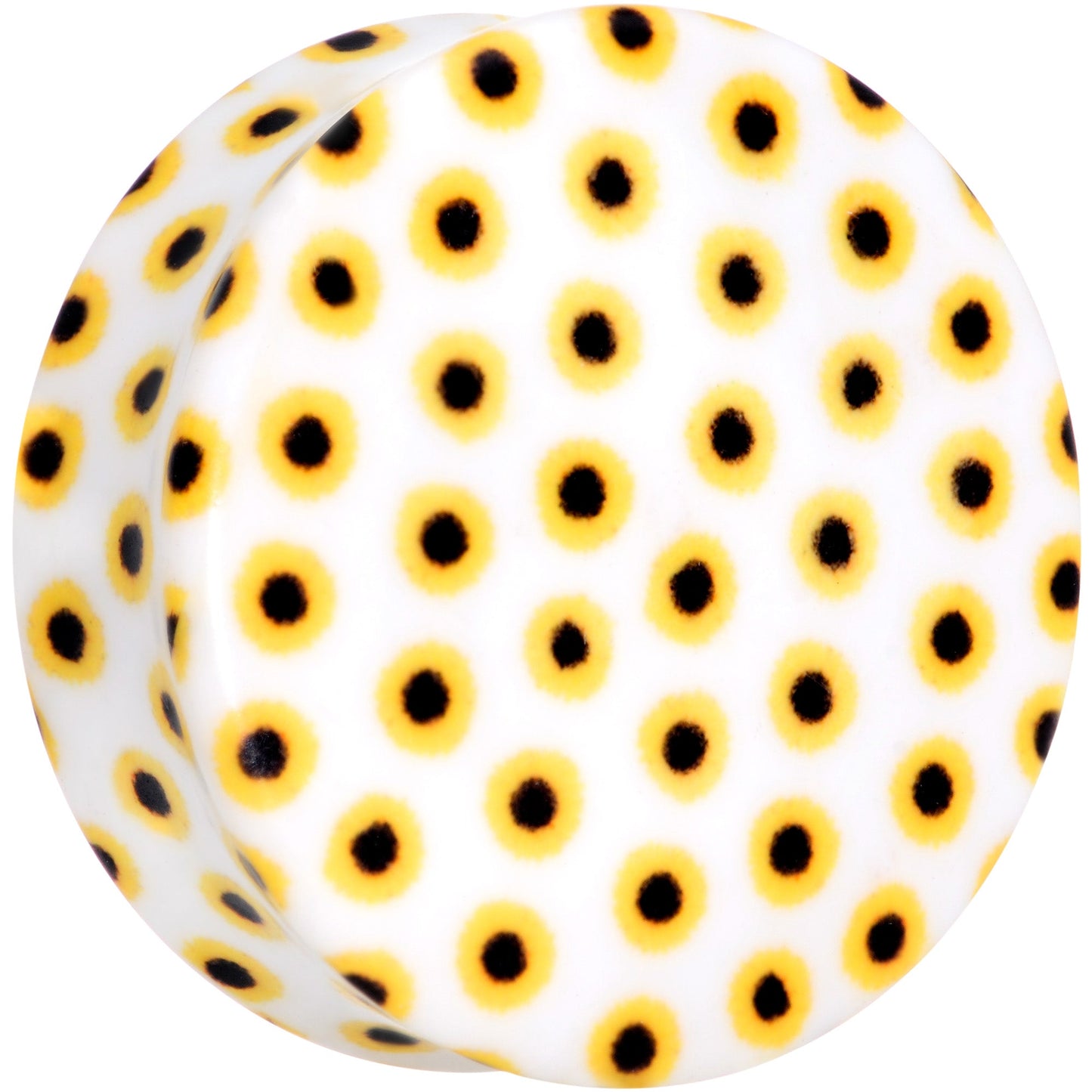 White Acrylic Scores of Sunflowers Double Flare Plug Set