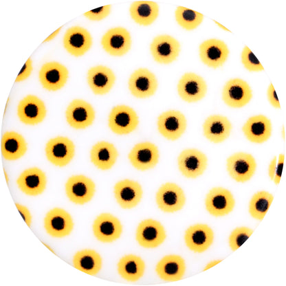 White Acrylic Scores of Sunflowers Double Flare Plug Set