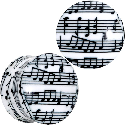 Black White Acrylic Music Notes Double Flare Plug Set