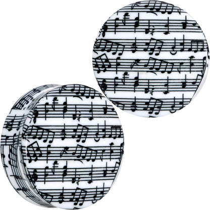 Black White Acrylic Music Notes Double Flare Plug Set