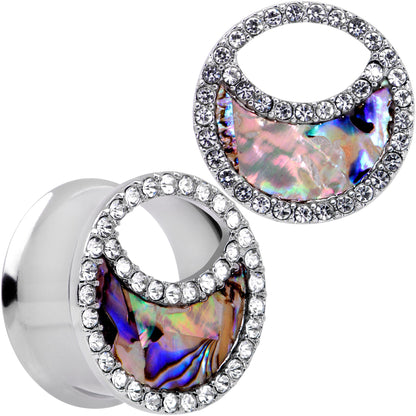 Clear Gem Iridescent Crescent Moon Tunnel Plug Set