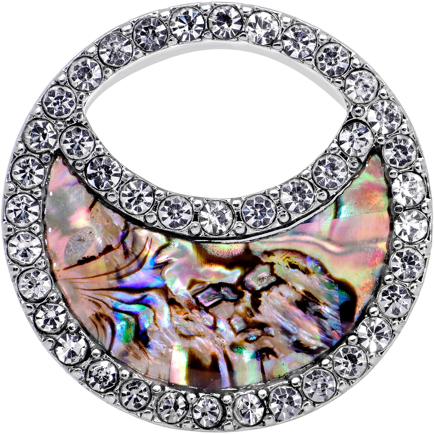 Clear Gem Iridescent Crescent Moon Tunnel Plug Set