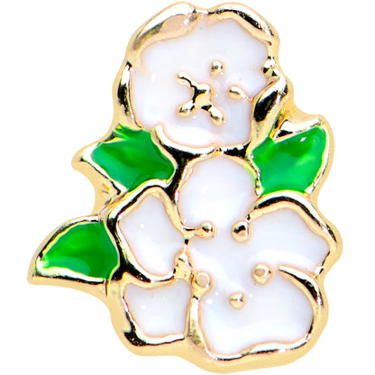 16G 1/4 Gold Tone White Spring Flower Cartilage Tragus Earring