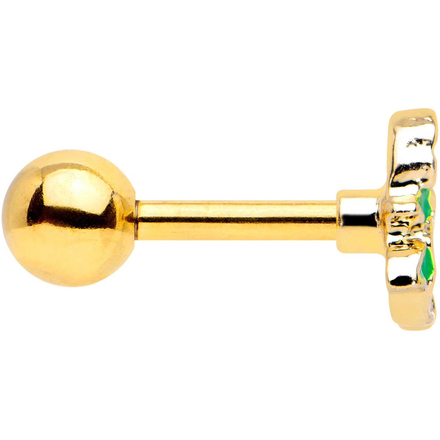 16G 1/4 Gold Tone White Spring Flower Cartilage Tragus Earring