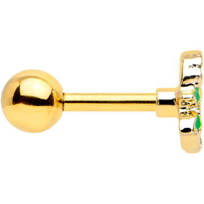 16G 1/4 Gold Tone White Spring Flower Cartilage Tragus Earring