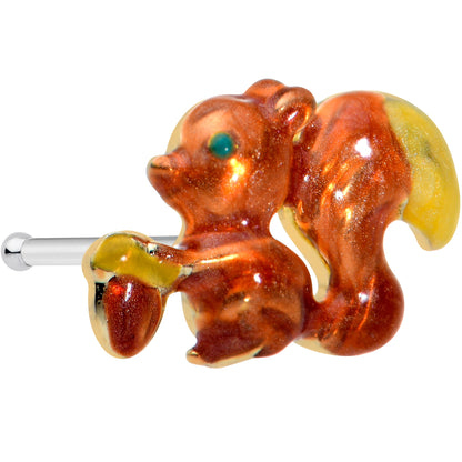 20G 1/4 Brown Happy Squirrel Acorn Nose Bone