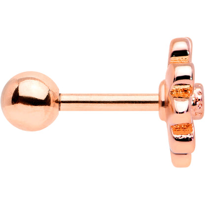 16G 1/4 Clear Gem Rose Gold Tone Pink Flower Cartilage Earring