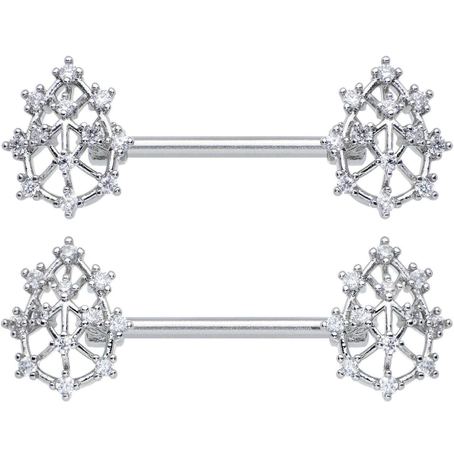 14G 9/16 Clear CZ Gem Constellation Barbell Nipple Ring Set