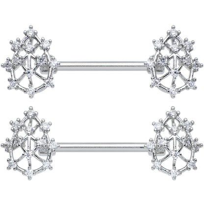 14G 9/16 Clear CZ Gem Constellation Barbell Nipple Ring Set