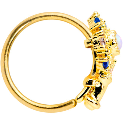 20G 5/16 White Synthetic Opal Gold Tone Key Nose Hoop