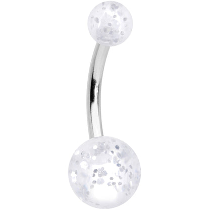 Aurora Gem White Matte UV Clear Glitter Belly Ring Set of 4