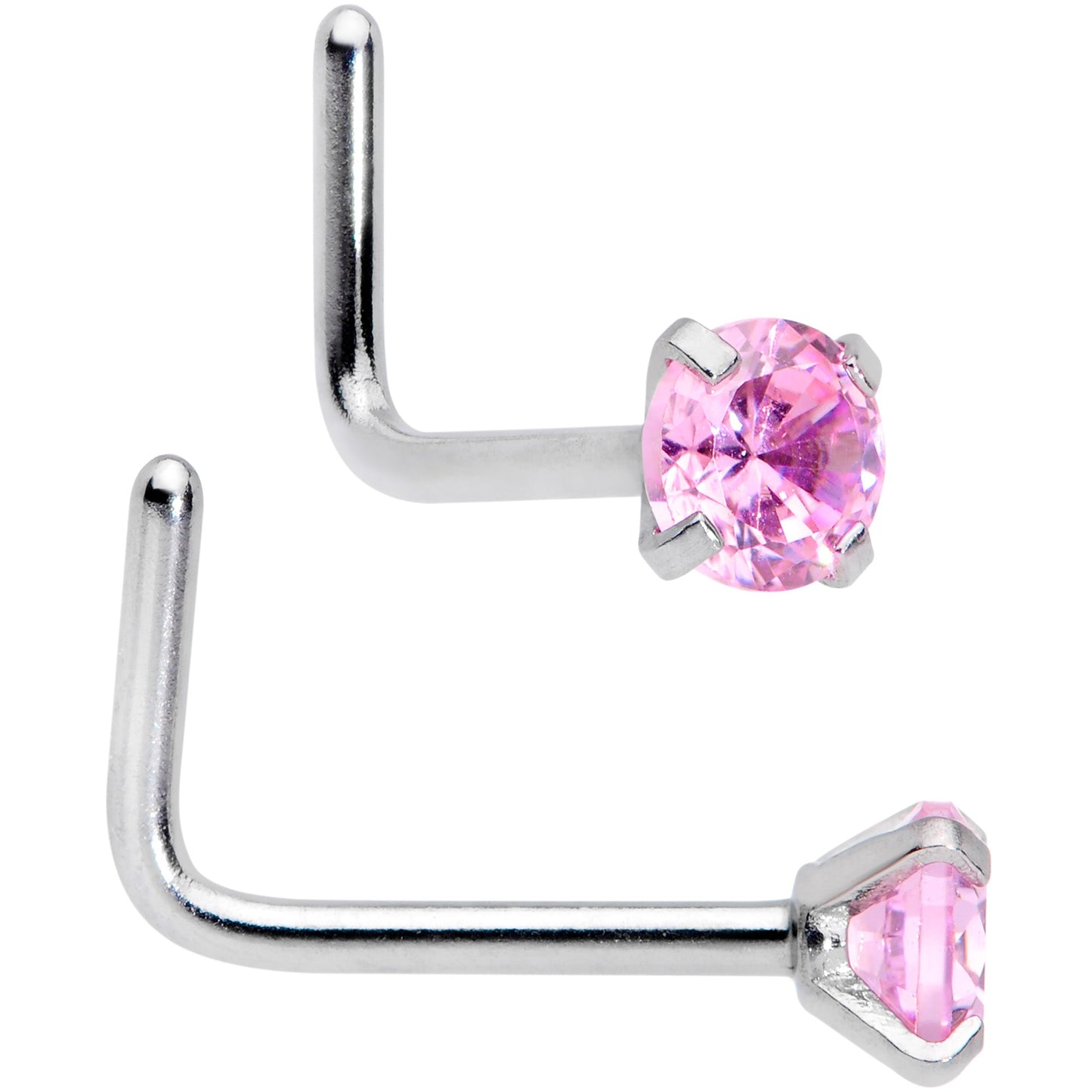 20G 5/16 1/4 Pink CZ Gem Daisy Nose Hoop Bone L Shape Set of 4