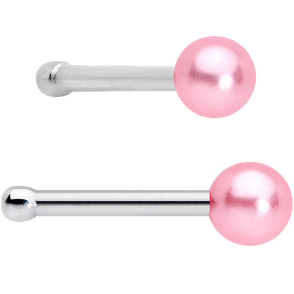 20G 5/16 1/4 Pink CZ Gem Daisy Nose Hoop Bone L Shape Set of 4