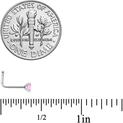 20G 5/16 1/4 Pink CZ Gem Daisy Nose Hoop Bone L Shape Set of 4