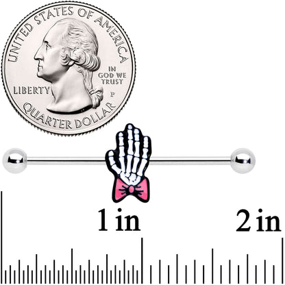 14G Skeleton Hand Bow Halloween Industrial Barbell 38mm