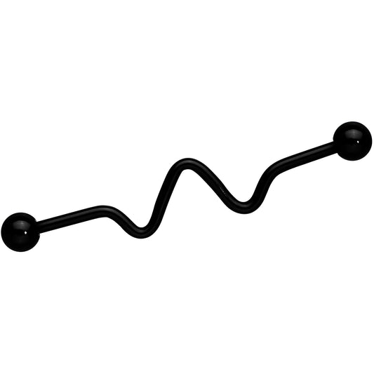 14G Black Pulse Wave Project Bar 38mm