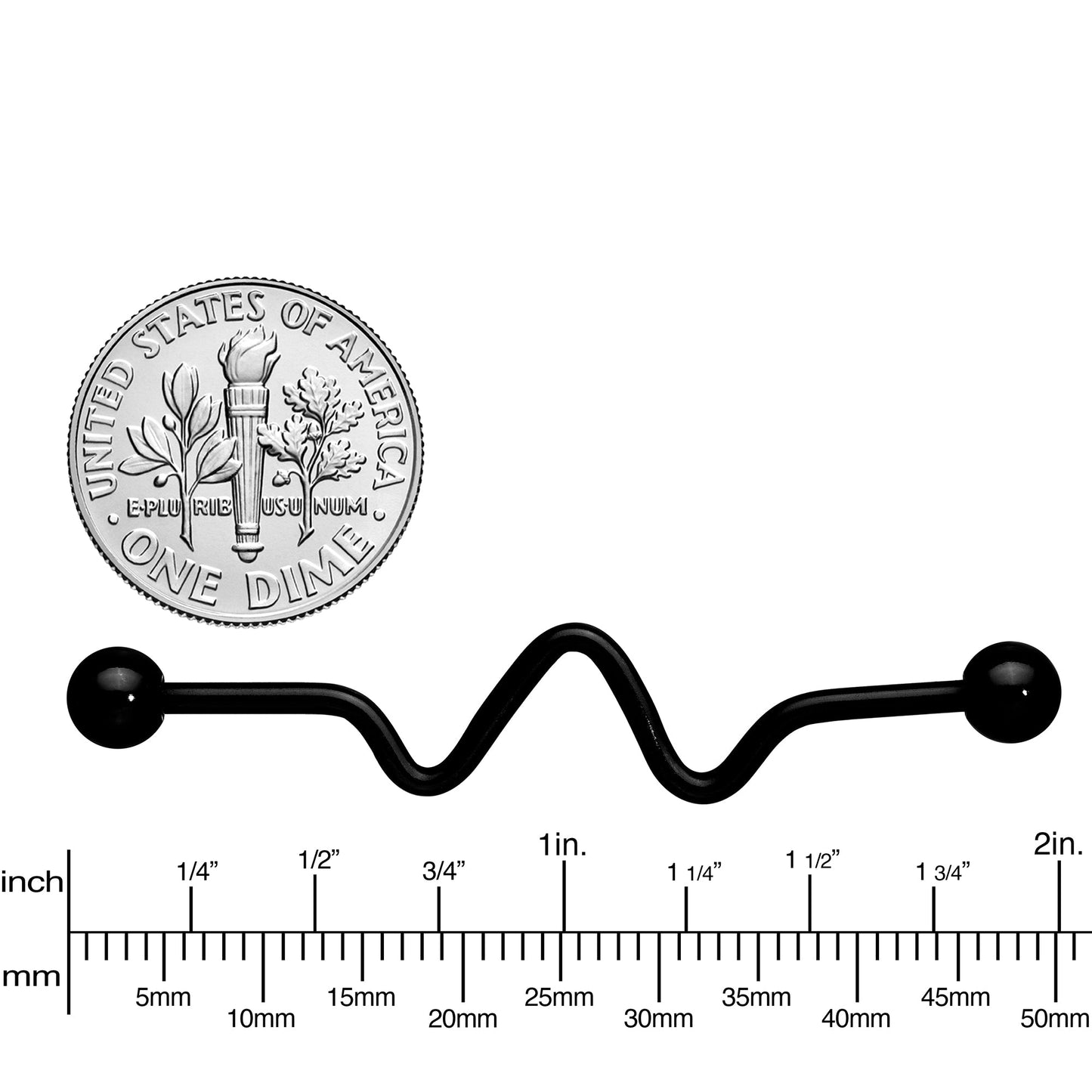 14G Black Pulse Wave Project Bar 38mm