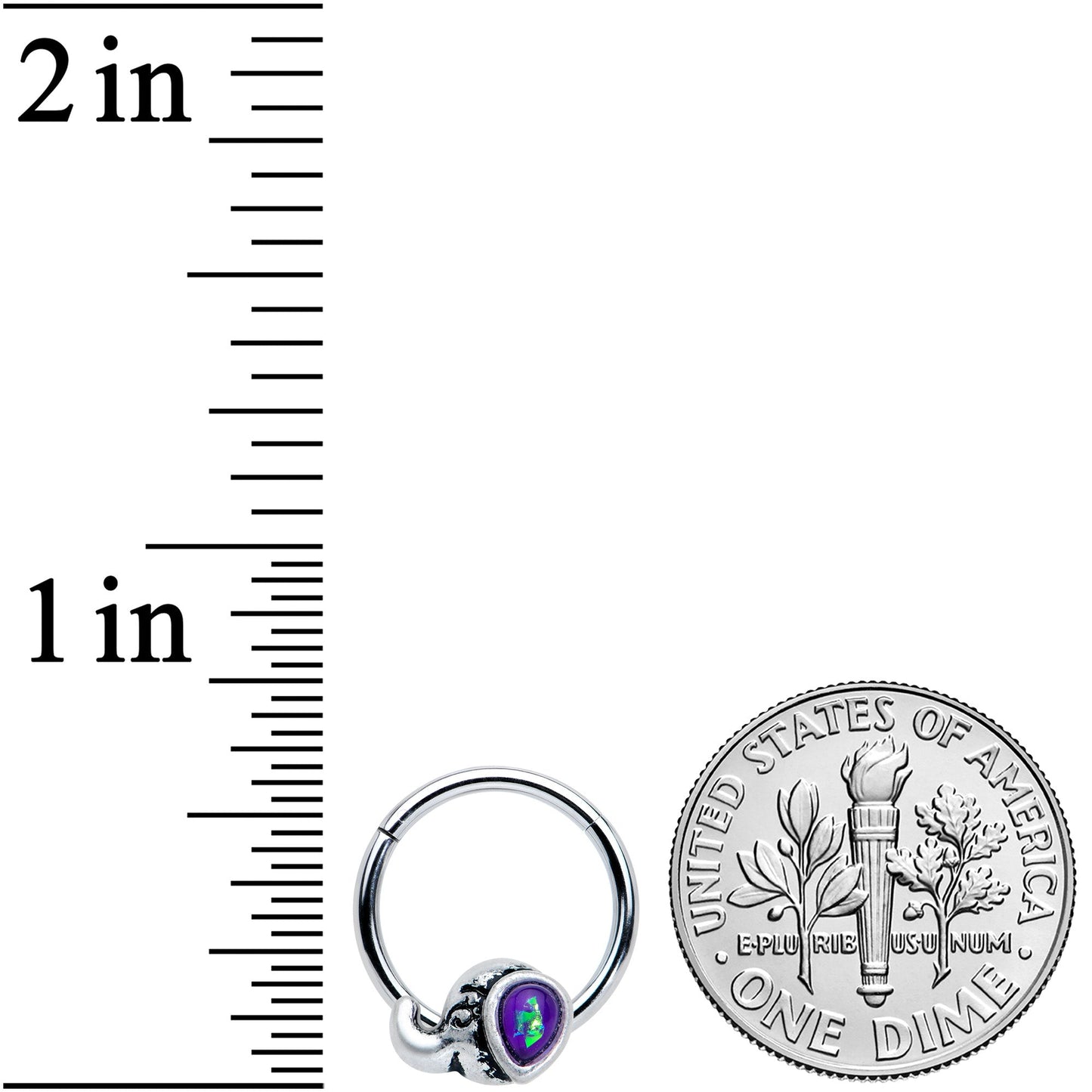 16G 3/8 Blue Faux Opal Elegant Elephant Hinged Segment Ring