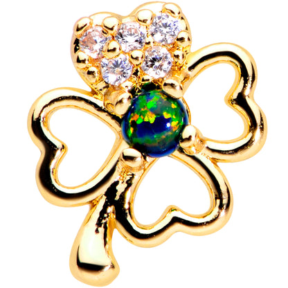 16G 1/4 Green Synthetic Opal Gold Tone Shamrock Cartilage Tragus