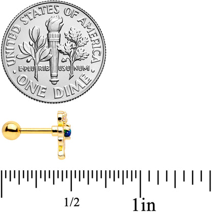 16G 1/4 Green Synthetic Opal Gold Tone Shamrock Cartilage Tragus
