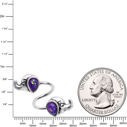 Blue Faux Opal Elegant Elephants Spiral Twister Belly Ring