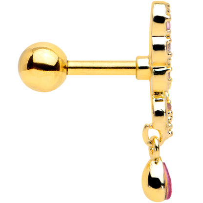 16G 1/4 Clear Red Gem Gold Tone Airy Wing Cartilage Tragus