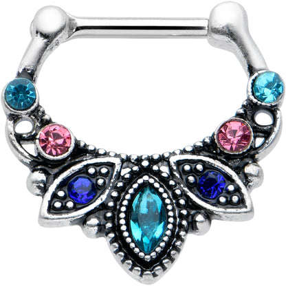 16G 5/16 Pink Blue Gem Festive Fashion Cartilage Clicker