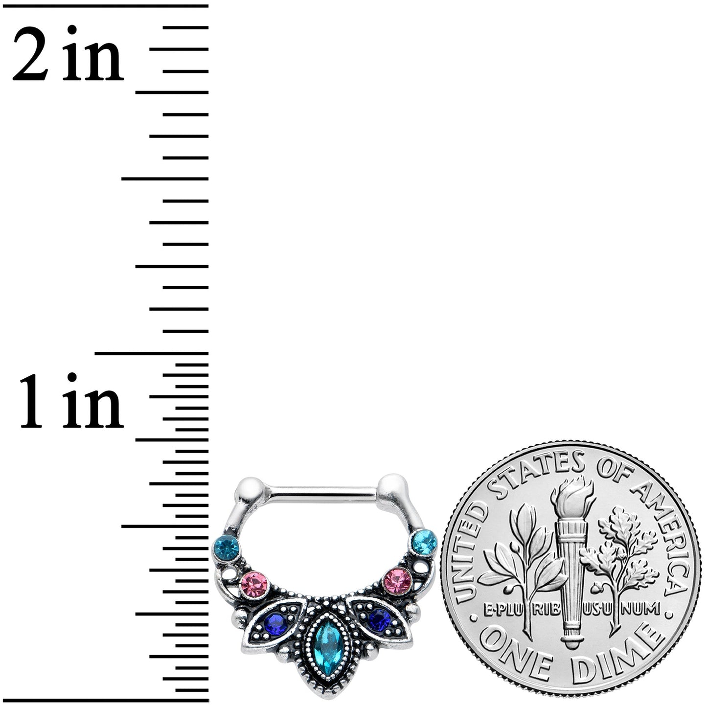 16G 5/16 Pink Blue Gem Festive Fashion Cartilage Clicker